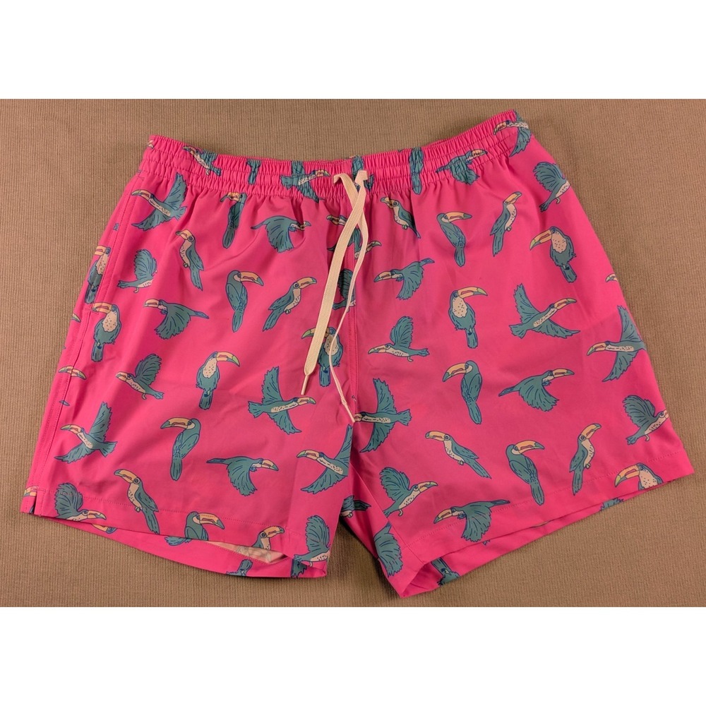 Chubbies Shorts Mens XL Pink Lined All Over Print Gym Training Birds 5.5" Inseam
